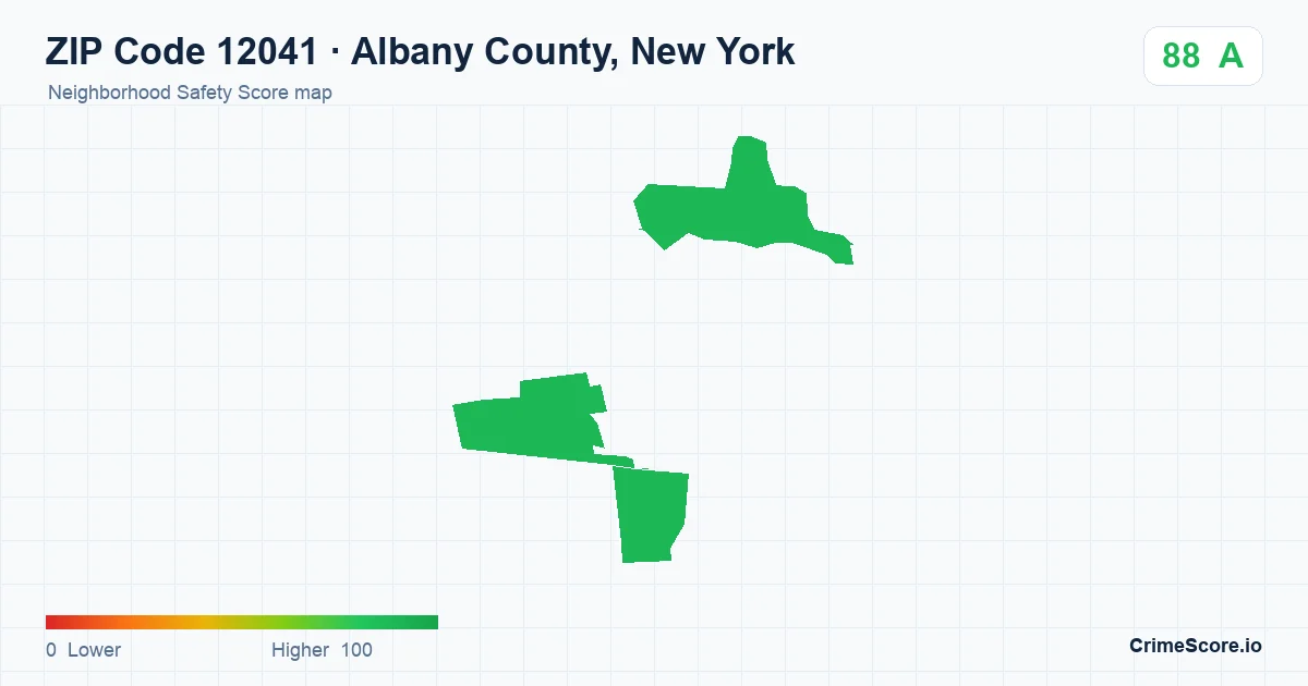 ZIP Code 12041 in Albany County, New York neighborhood Safety Score map