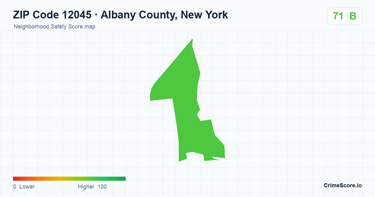 ZIP Code 12045 in Albany County, New York neighborhood Safety Score map