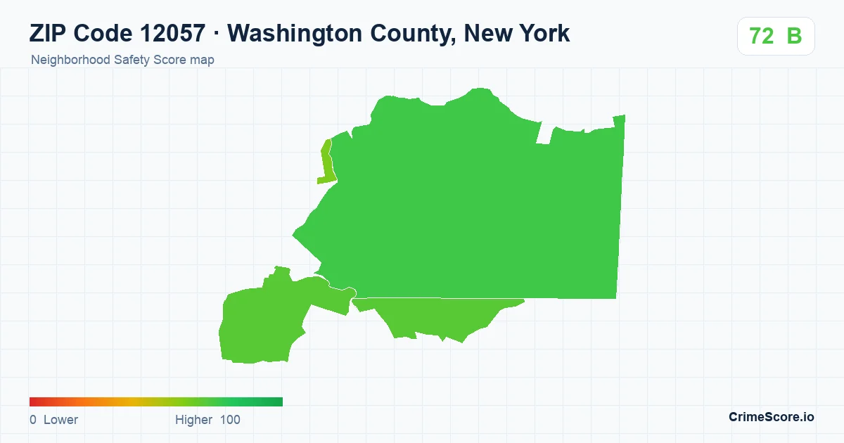 ZIP Code 12057 in Washington County, New York neighborhood Safety Score map