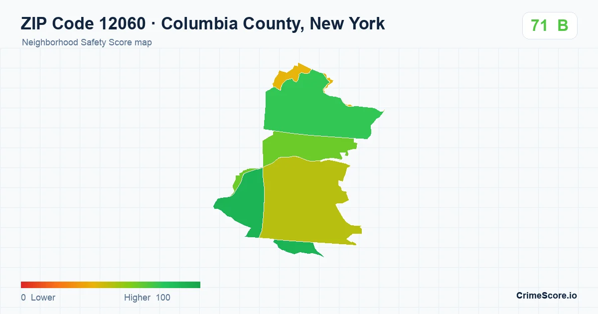ZIP Code 12060 in Columbia County, New York neighborhood Safety Score map