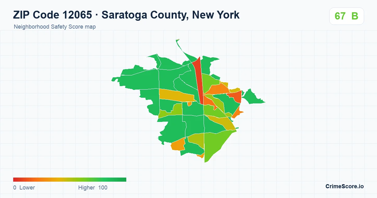 ZIP Code 12065 in Saratoga County, New York neighborhood Safety Score map