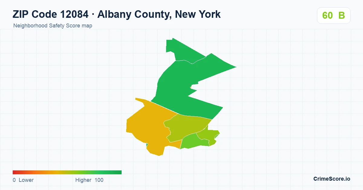 ZIP Code 12084 in Albany County, New York neighborhood Safety Score map