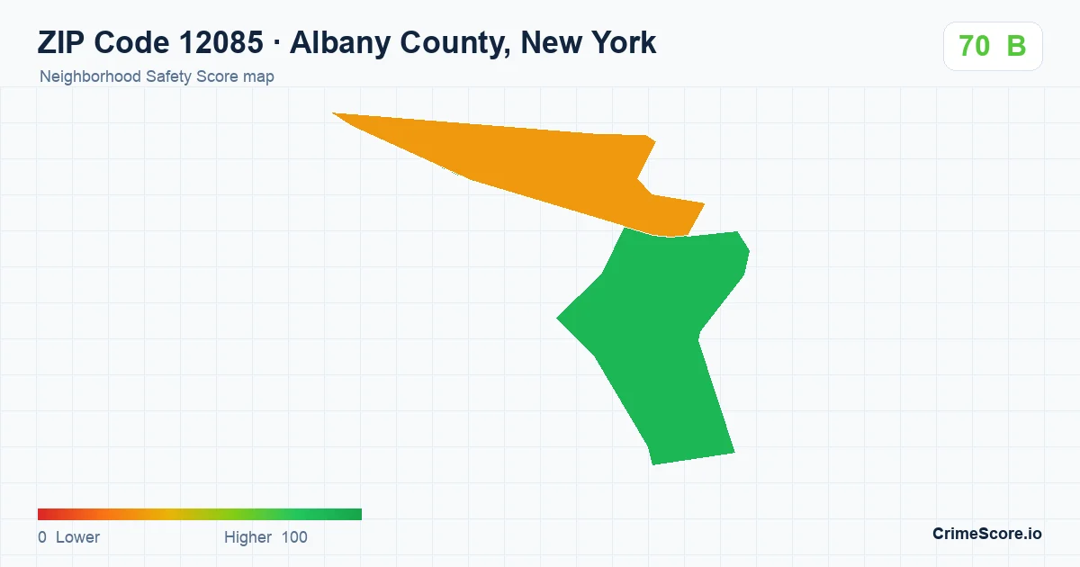 ZIP Code 12085 in Albany County, New York neighborhood Safety Score map