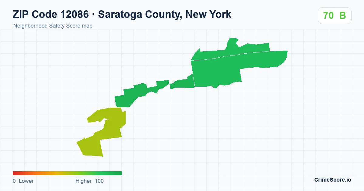 ZIP Code 12086 in Saratoga County, New York neighborhood Safety Score map