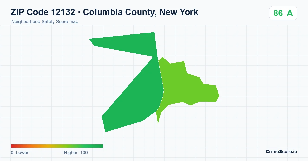 ZIP Code 12132 in Columbia County, New York neighborhood Safety Score map