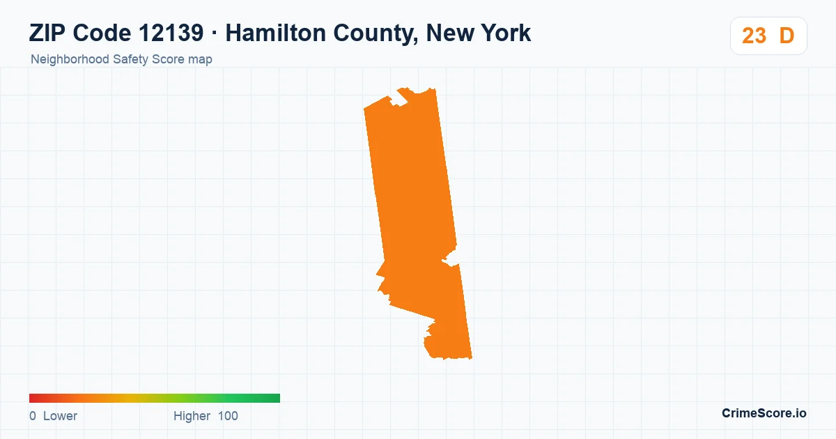 ZIP Code 12139 in Hamilton County, New York neighborhood Safety Score map