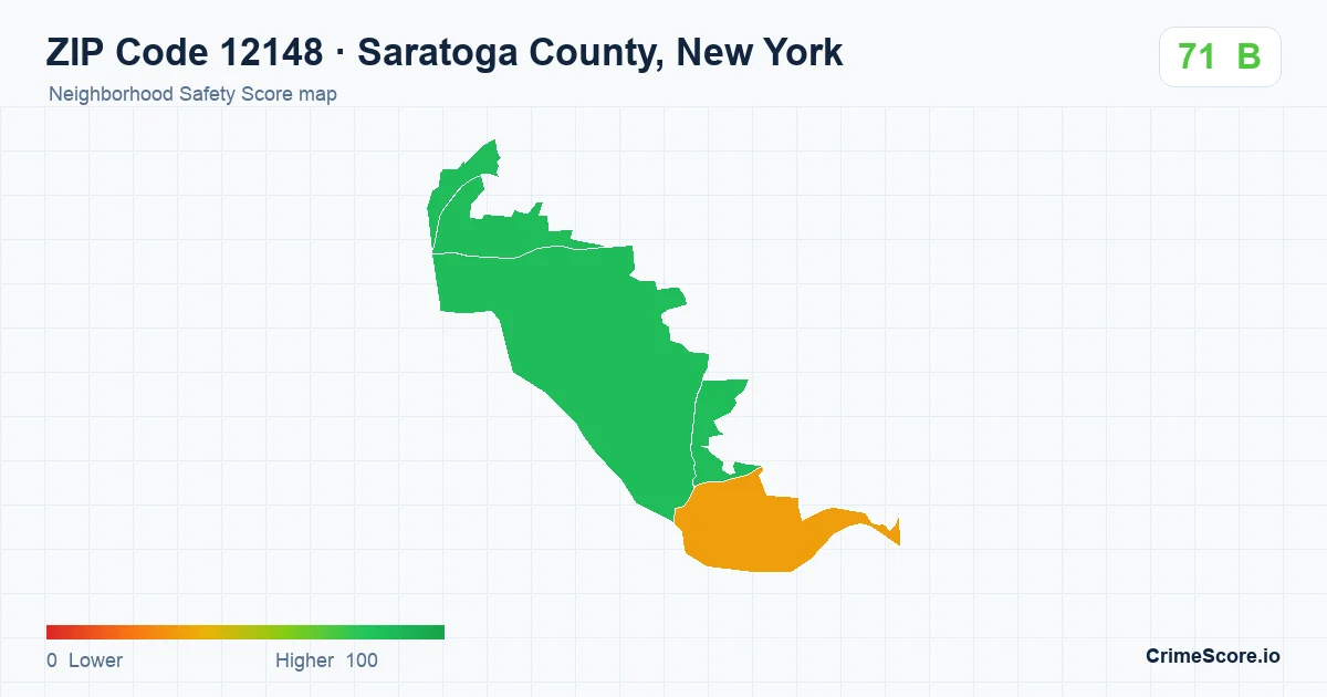 ZIP Code 12148 in Saratoga County, New York neighborhood Safety Score map