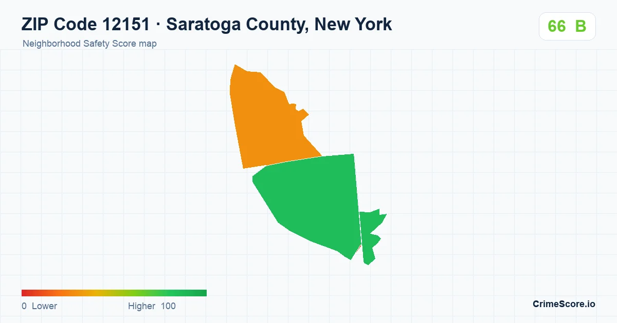 ZIP Code 12151 in Saratoga County, New York neighborhood Safety Score map