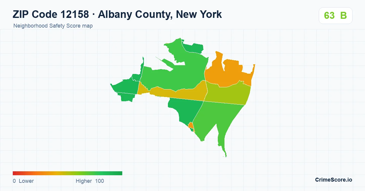ZIP Code 12158 in Albany County, New York neighborhood Safety Score map
