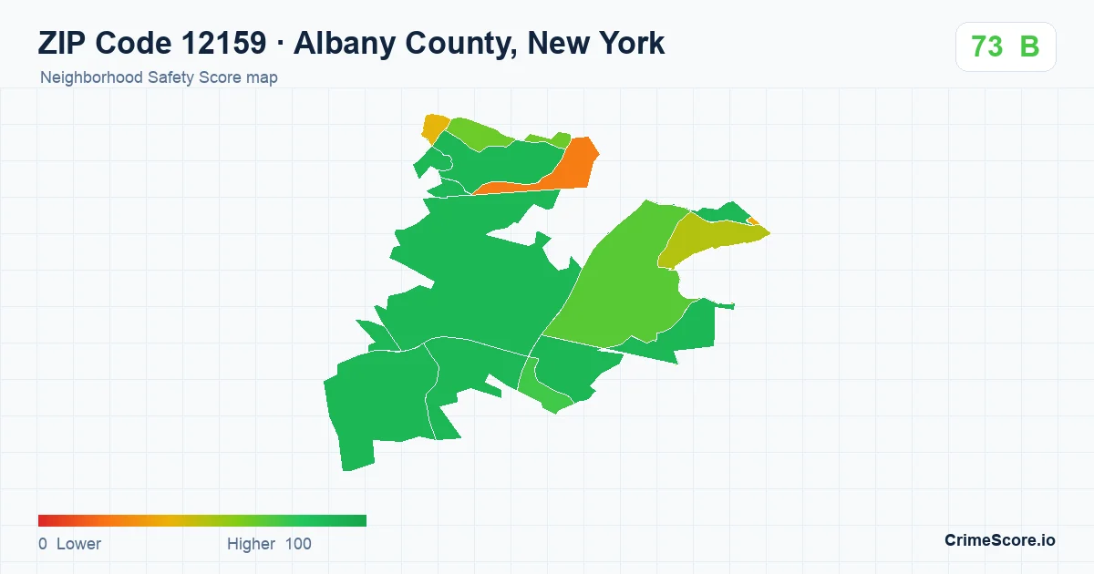 ZIP Code 12159 in Albany County, New York neighborhood Safety Score map