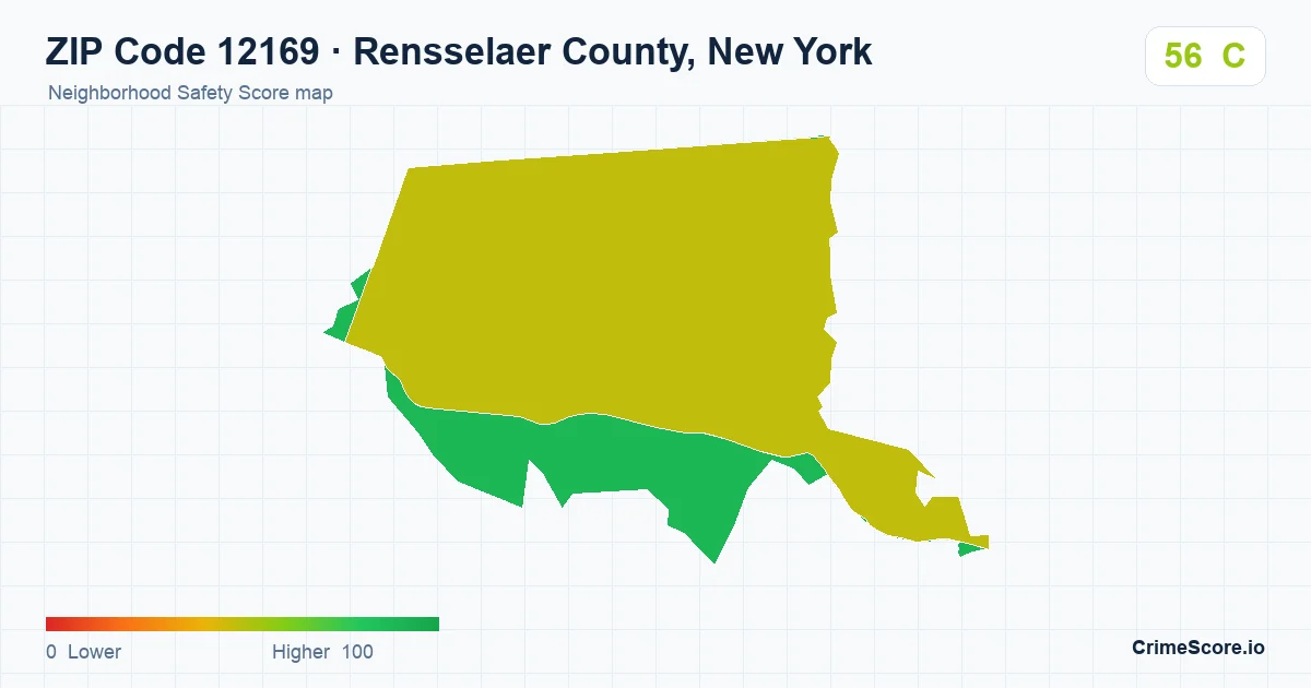 ZIP Code 12169 in Rensselaer County, New York neighborhood Safety Score map