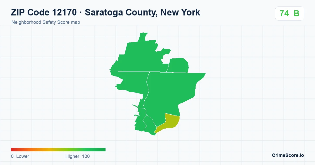 ZIP Code 12170 in Saratoga County, New York neighborhood Safety Score map