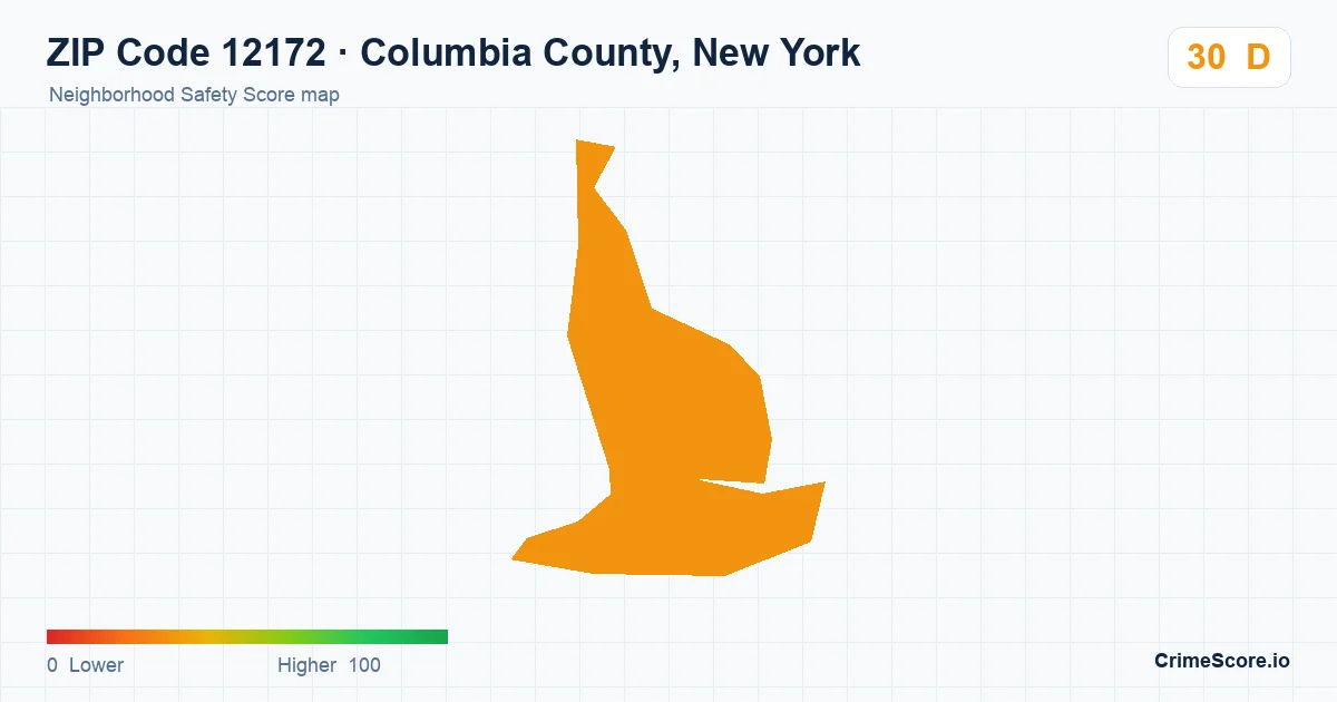 ZIP Code 12172 in Columbia County, New York neighborhood Safety Score map