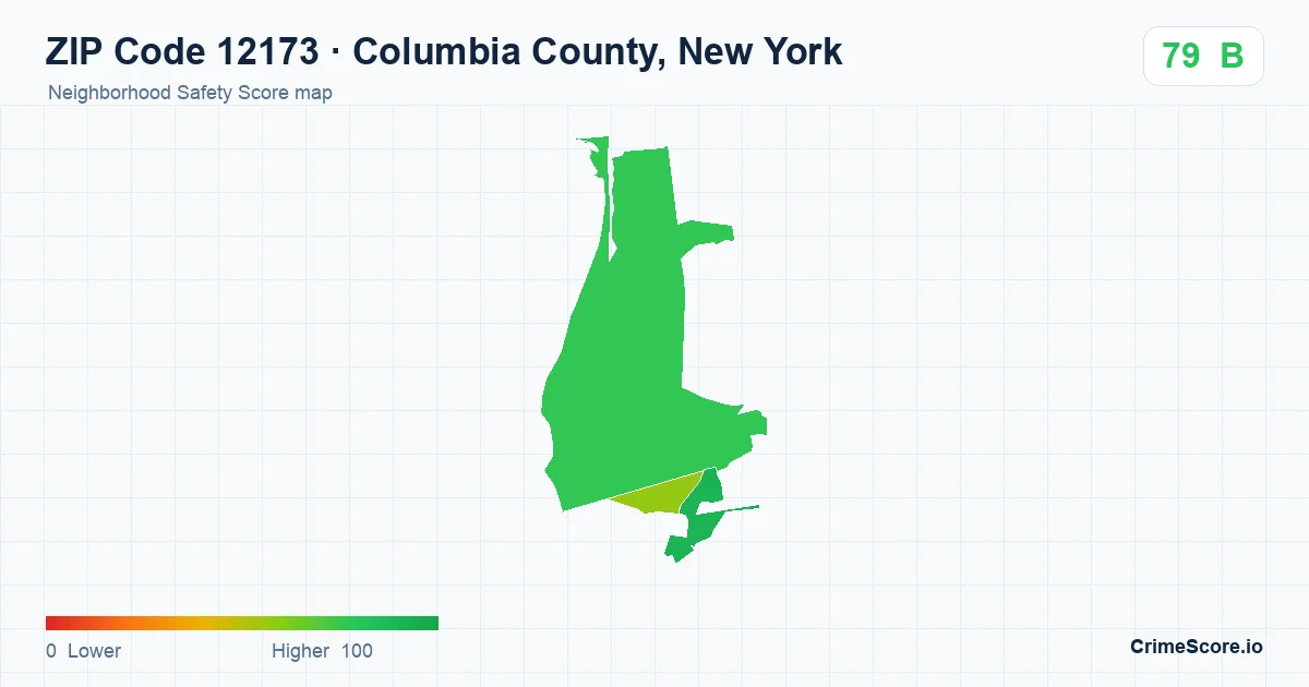 ZIP Code 12173 in Columbia County, New York neighborhood Safety Score map