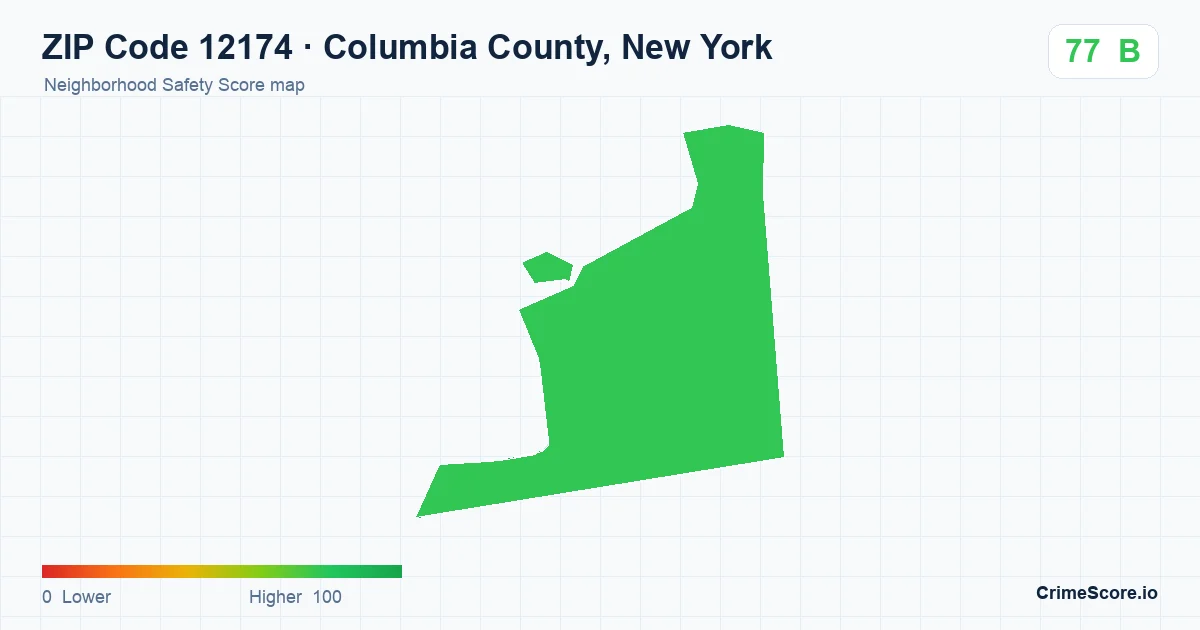 ZIP Code 12174 in Columbia County, New York neighborhood Safety Score map
