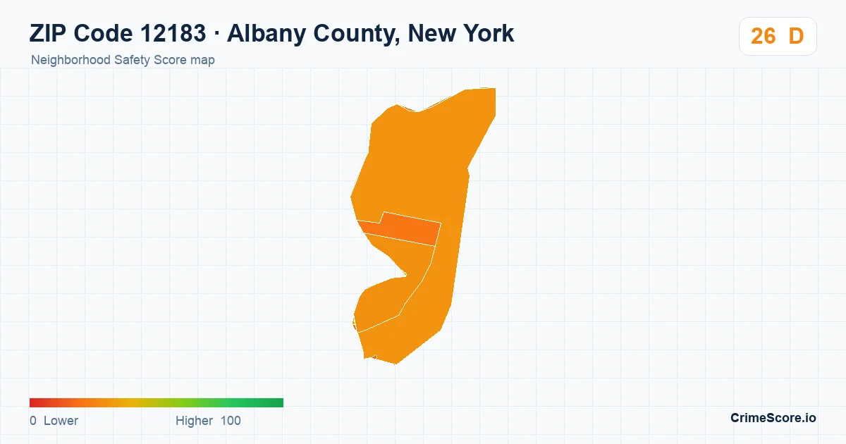 ZIP Code 12183 in Albany County, New York neighborhood Safety Score map