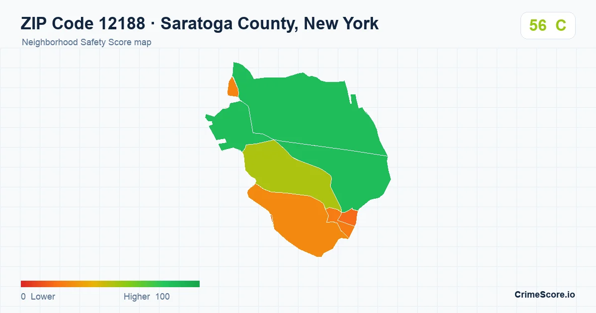 ZIP Code 12188 in Saratoga County, New York neighborhood Safety Score map