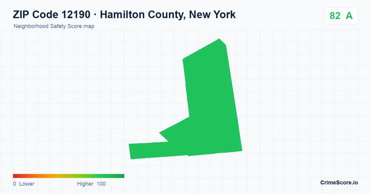 ZIP Code 12190 in Hamilton County, New York neighborhood Safety Score map