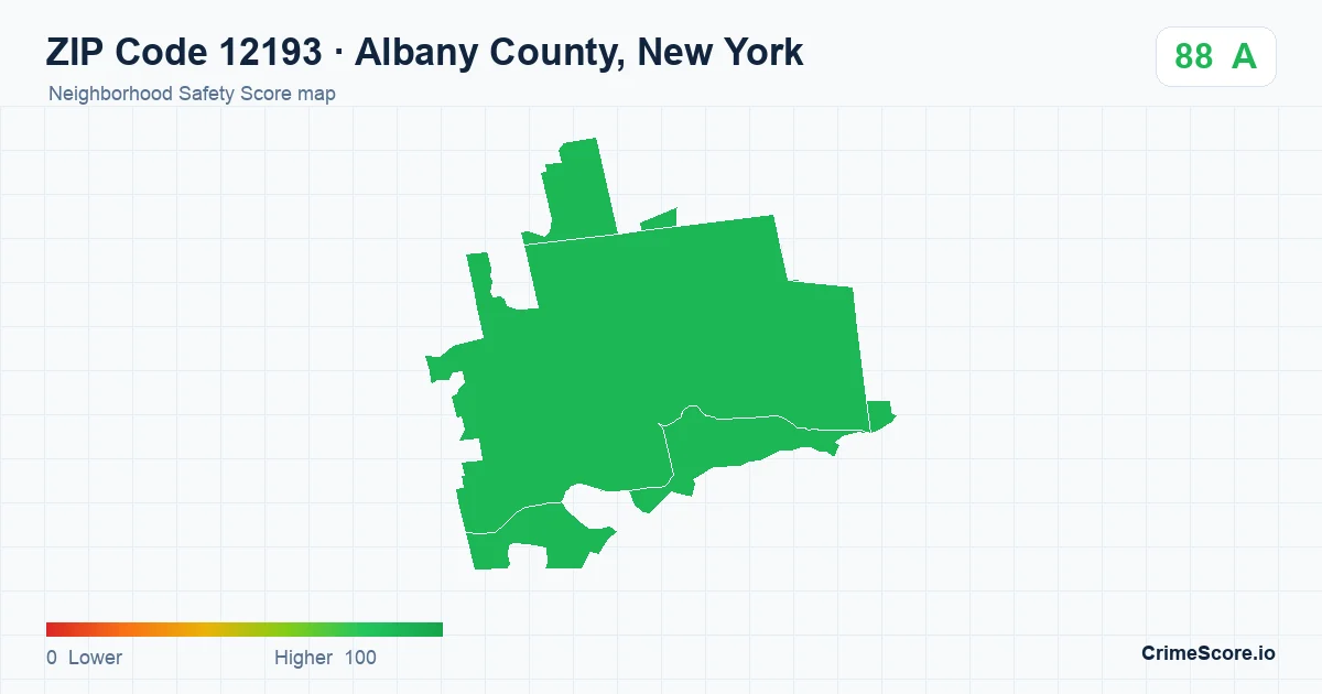 ZIP Code 12193 in Albany County, New York neighborhood Safety Score map