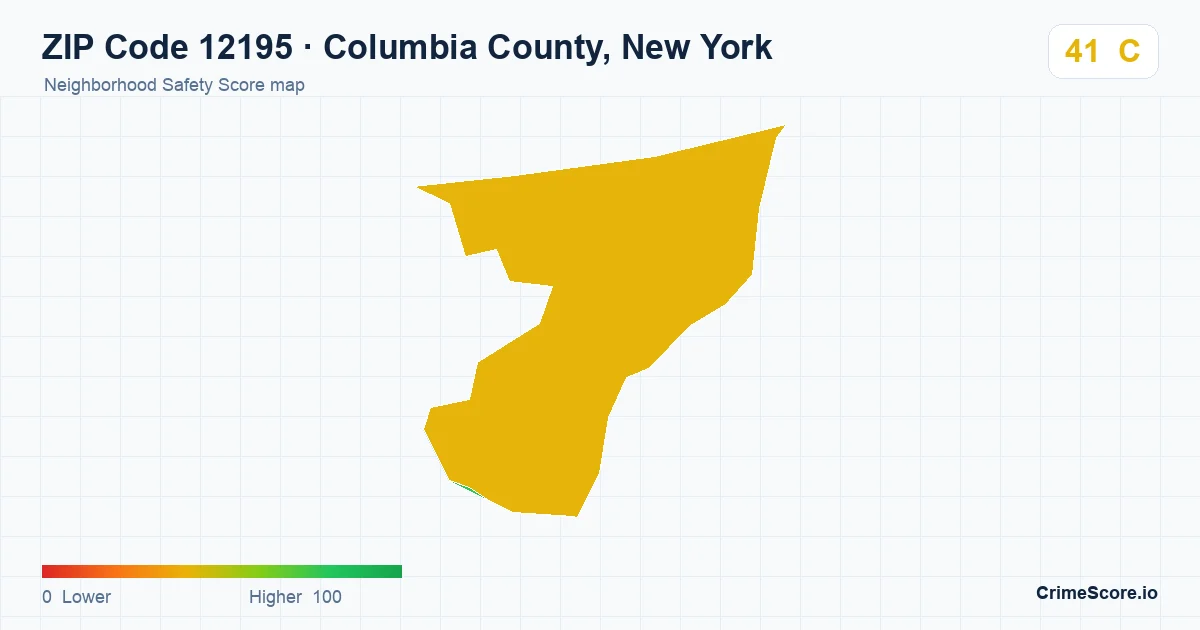 ZIP Code 12195 in Columbia County, New York neighborhood Safety Score map