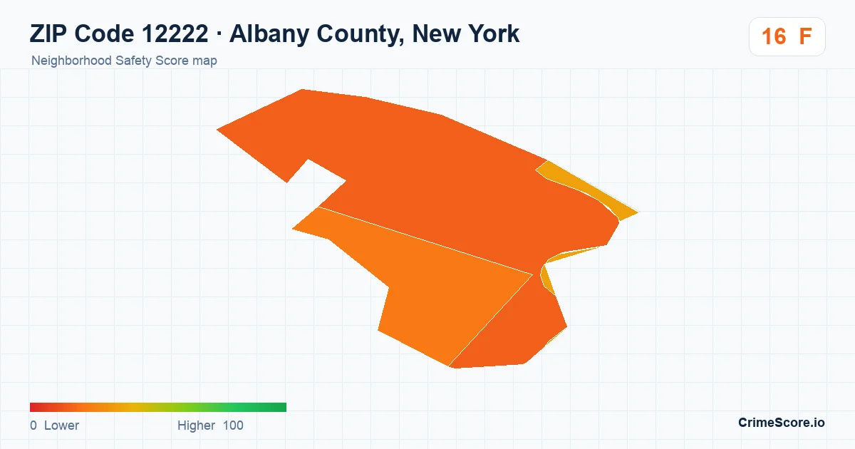ZIP Code 12222 in Albany County, New York neighborhood Safety Score map