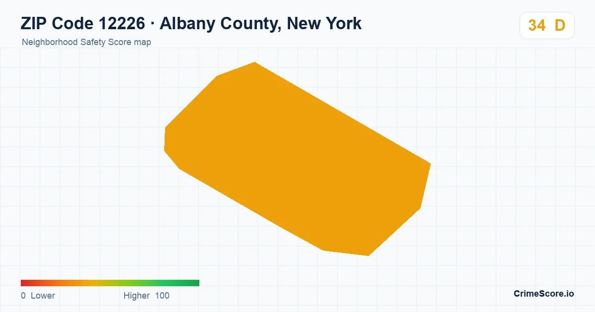 ZIP Code 12226 in Albany County, New York neighborhood Safety Score map
