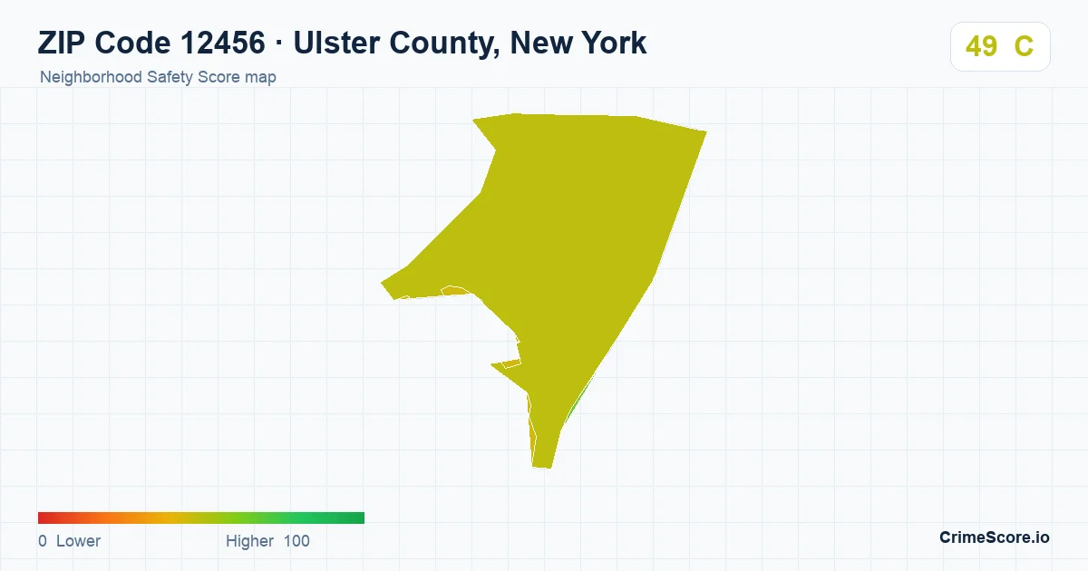 ZIP Code 12456 in Ulster County, New York neighborhood Safety Score map