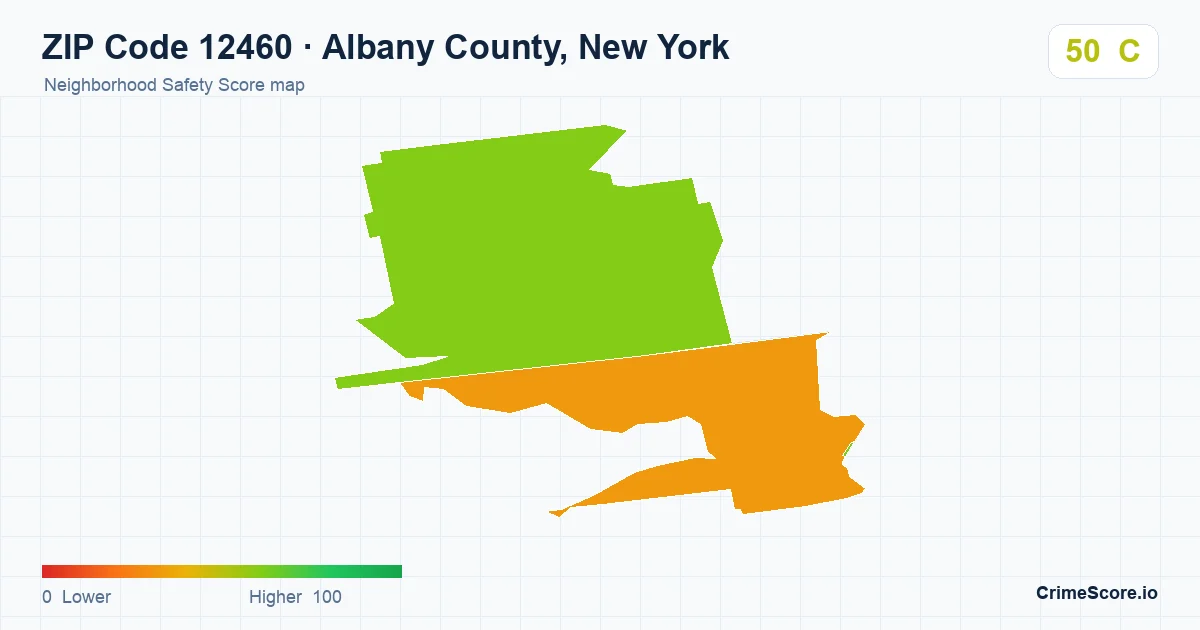 ZIP Code 12460 in Albany County, New York neighborhood Safety Score map