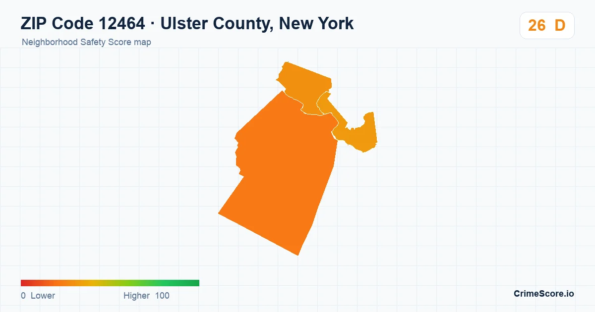 ZIP Code 12464 in Ulster County, New York neighborhood Safety Score map