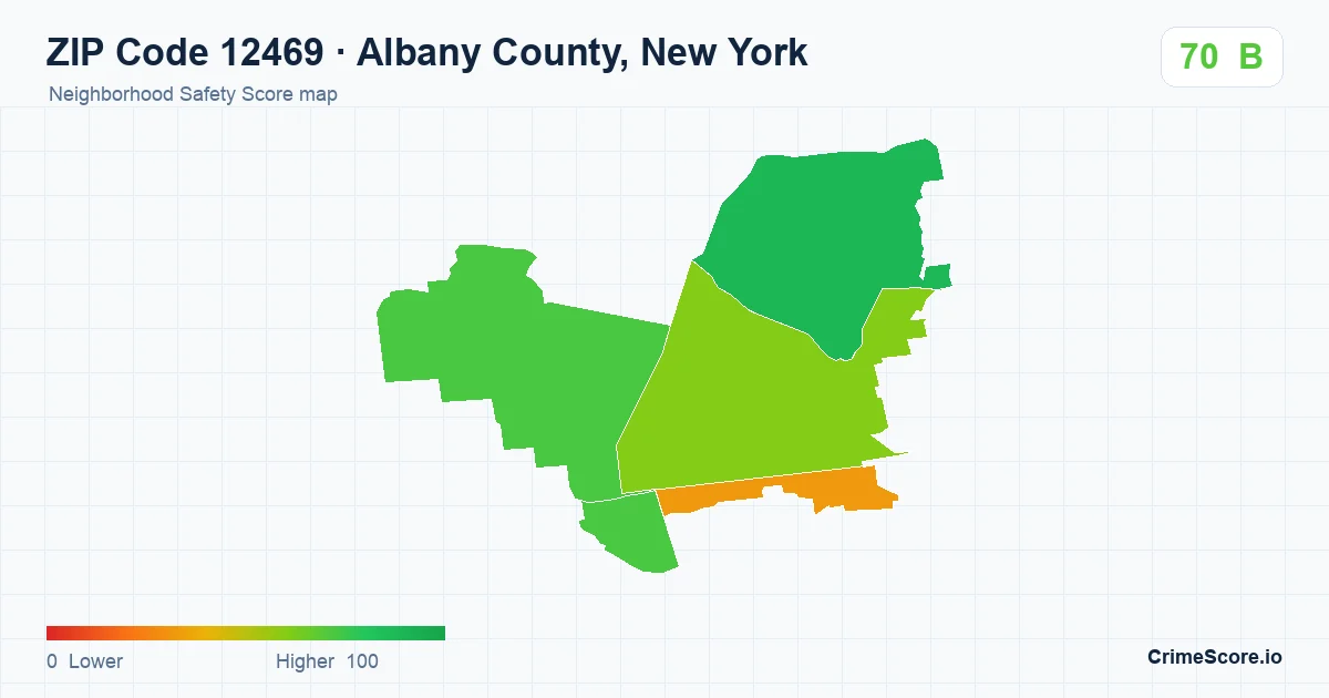 ZIP Code 12469 in Albany County, New York neighborhood Safety Score map