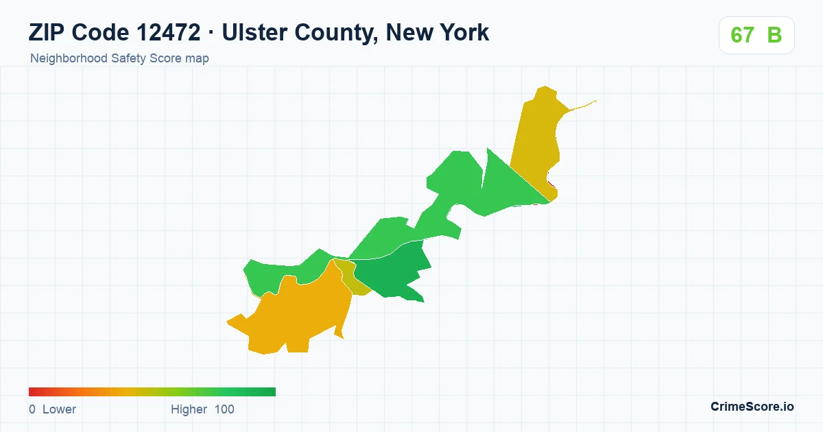 ZIP Code 12472 in Ulster County, New York neighborhood Safety Score map