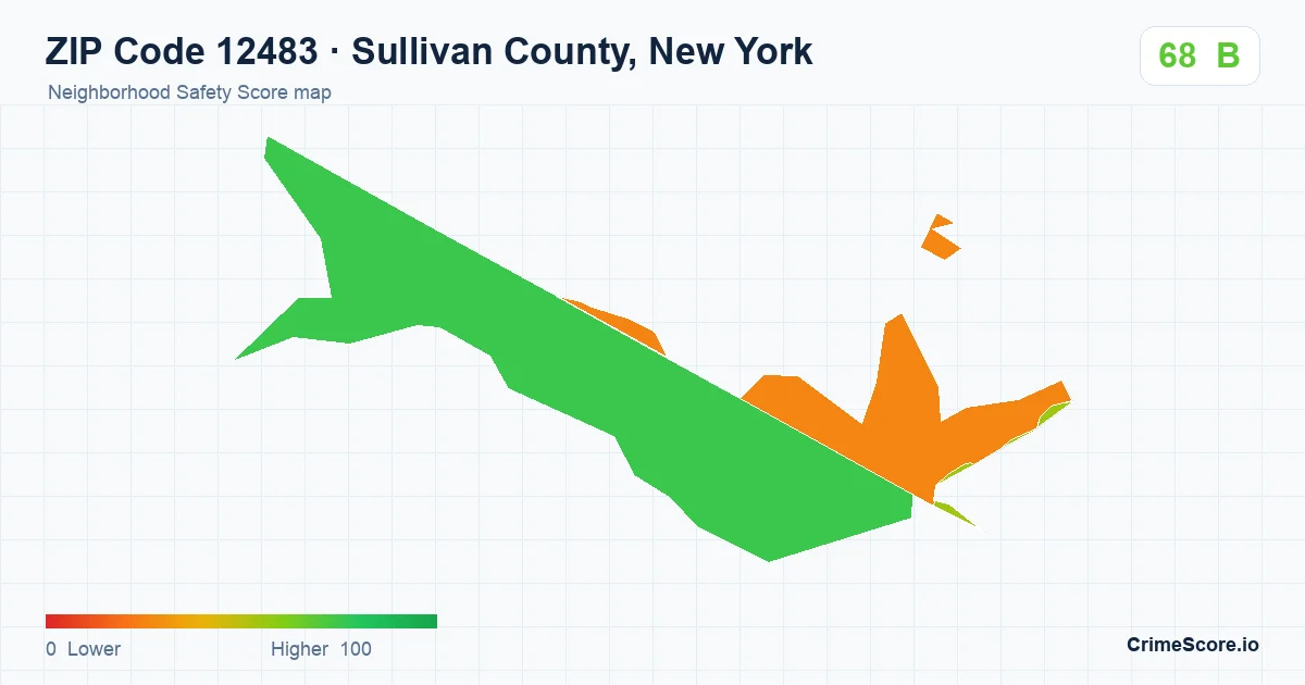 ZIP Code 12483 in Sullivan County, New York neighborhood Safety Score map