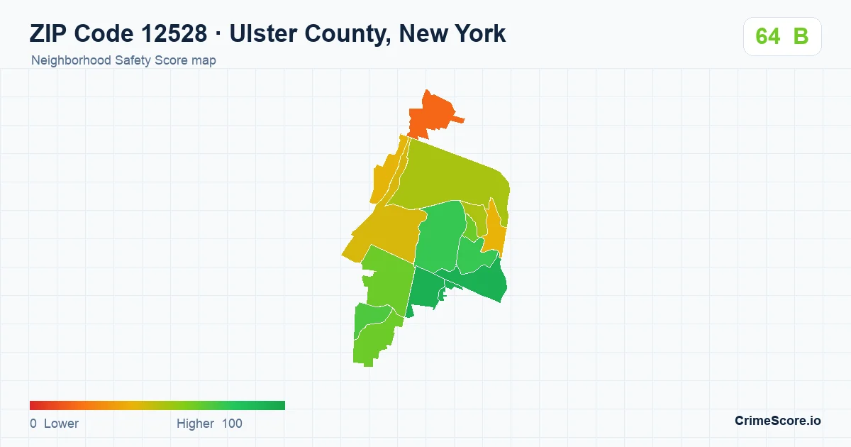 ZIP Code 12528 in Ulster County, New York neighborhood Safety Score map