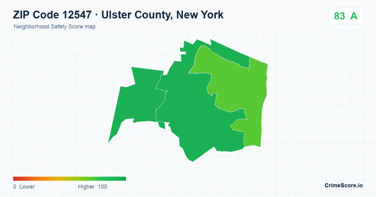 ZIP Code 12547 in Ulster County, New York neighborhood Safety Score map
