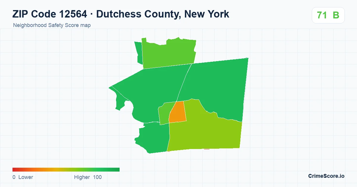 ZIP Code 12564 in Dutchess County, New York neighborhood Safety Score map