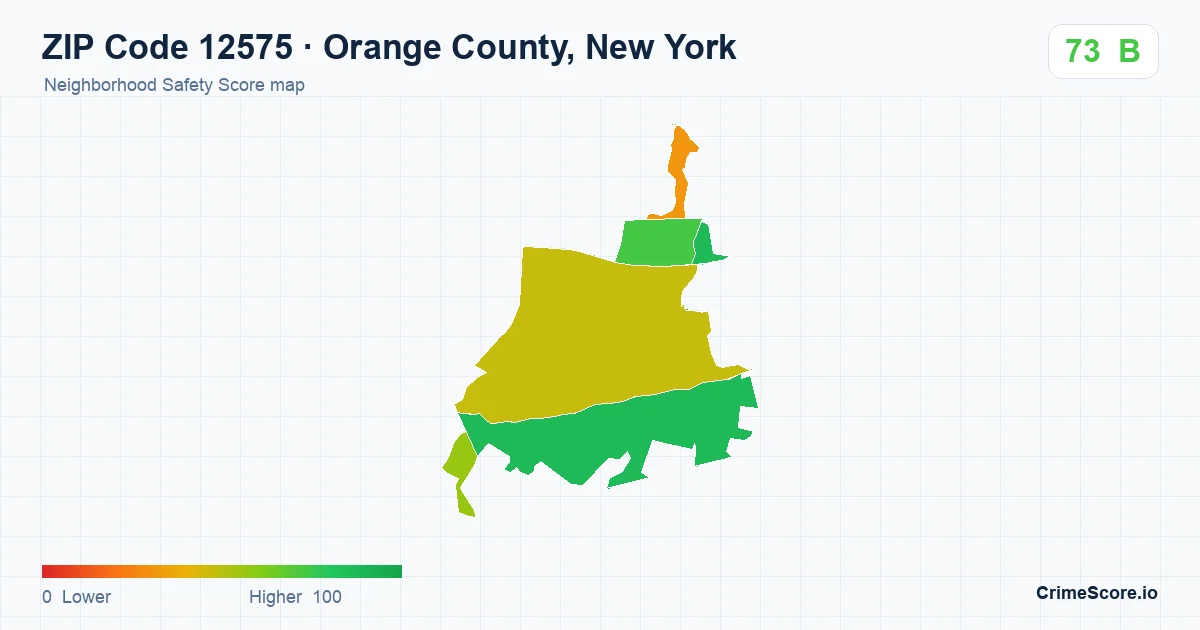 ZIP Code 12575 in Orange County, New York neighborhood Safety Score map