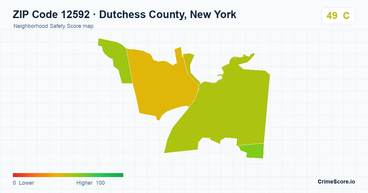 ZIP Code 12592 in Dutchess County, New York neighborhood Safety Score map