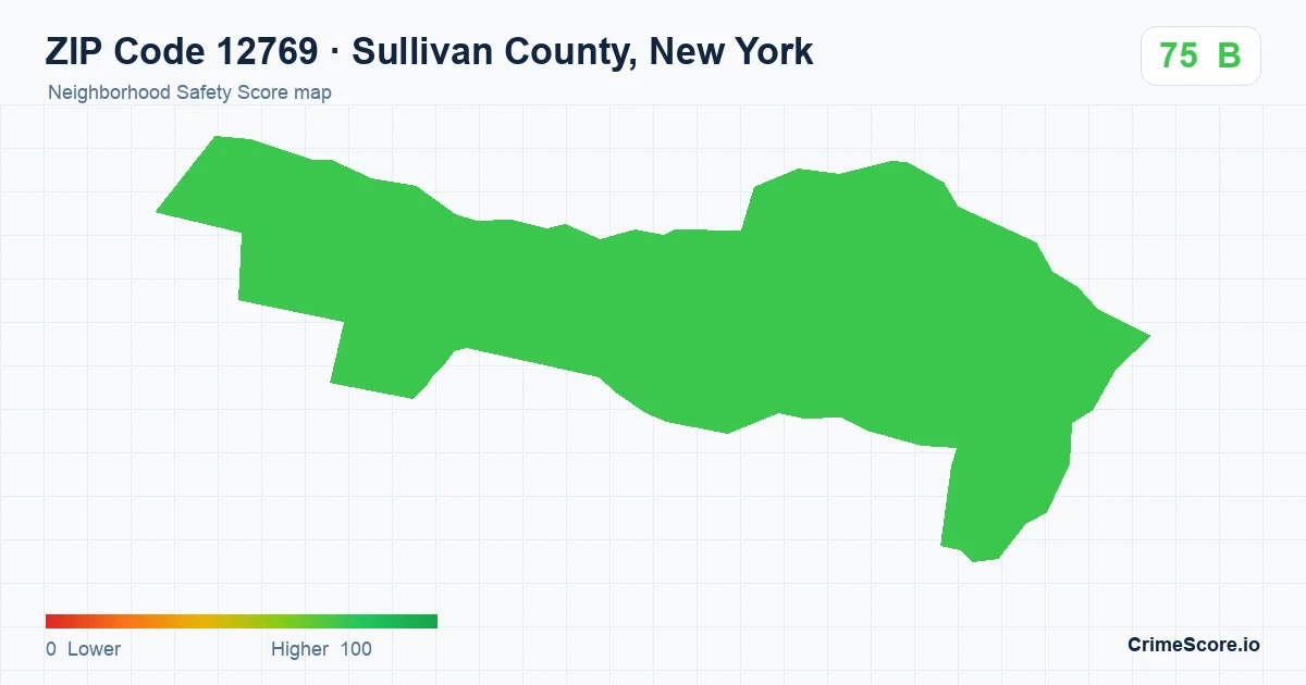 ZIP Code 12769 in Sullivan County, New York neighborhood Safety Score map