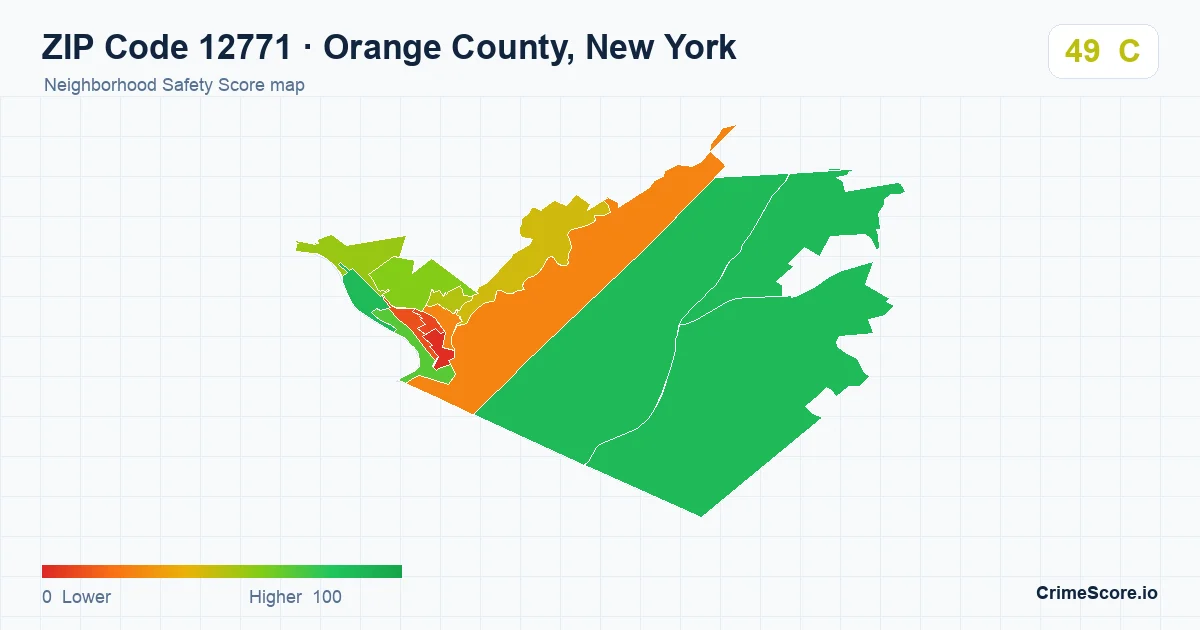 ZIP Code 12771 in Orange County, New York neighborhood Safety Score map