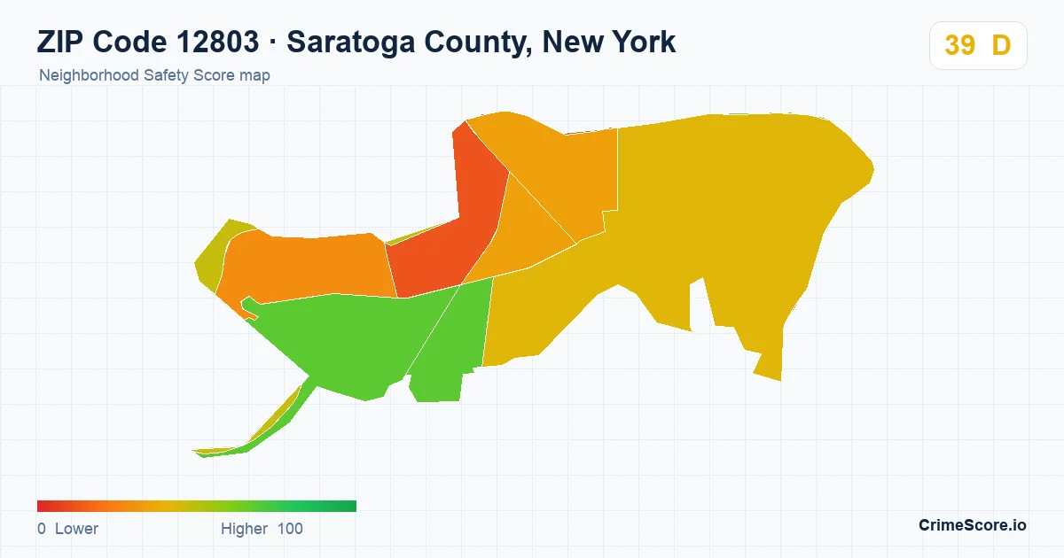 ZIP Code 12803 in Saratoga County, New York neighborhood Safety Score map