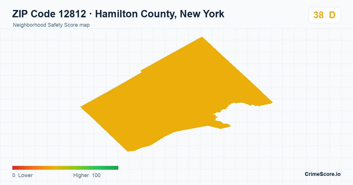 ZIP Code 12812 in Hamilton County, New York neighborhood Safety Score map