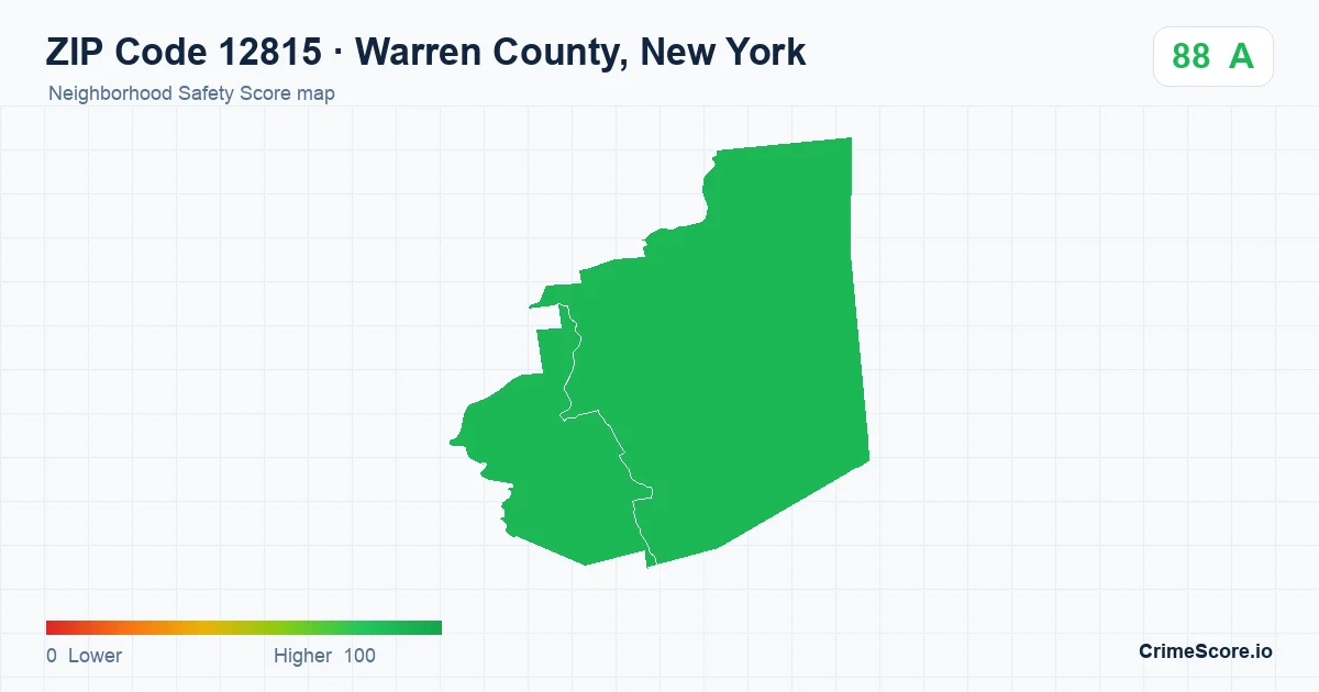 ZIP Code 12815 in Warren County, New York neighborhood Safety Score map