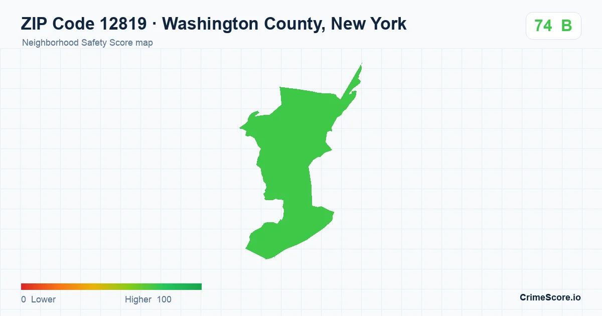 ZIP Code 12819 in Washington County, New York neighborhood Safety Score map