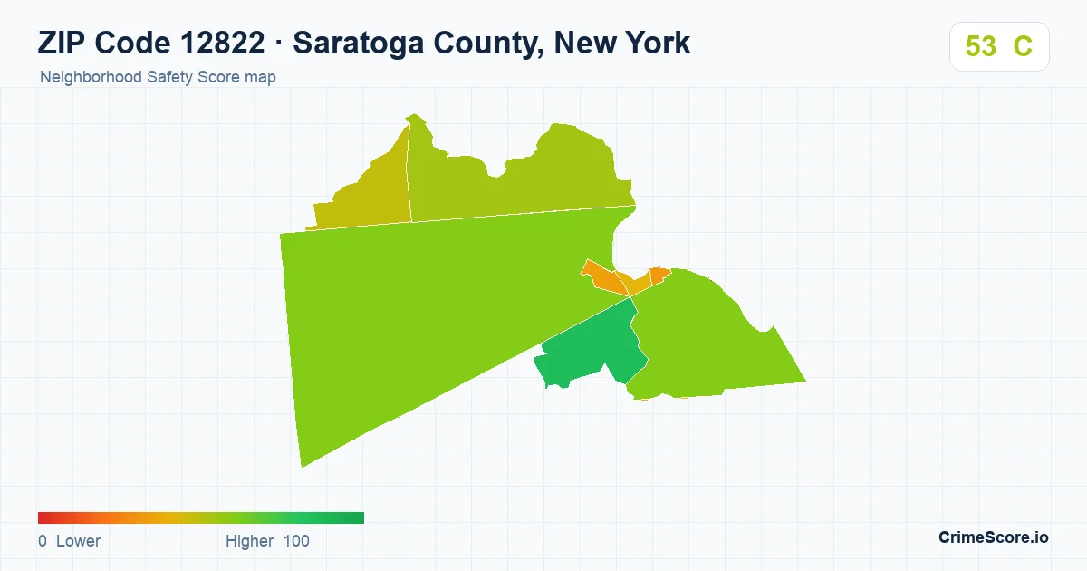 ZIP Code 12822 in Saratoga County, New York neighborhood Safety Score map
