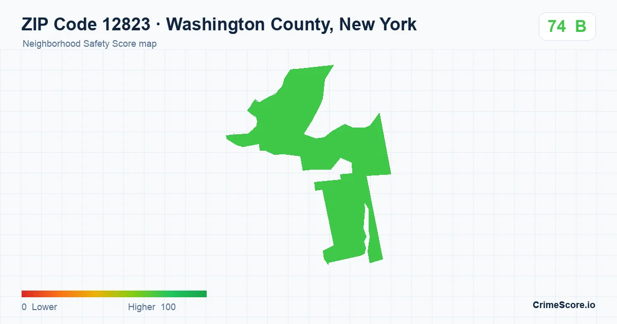 ZIP Code 12823 in Washington County, New York neighborhood Safety Score map