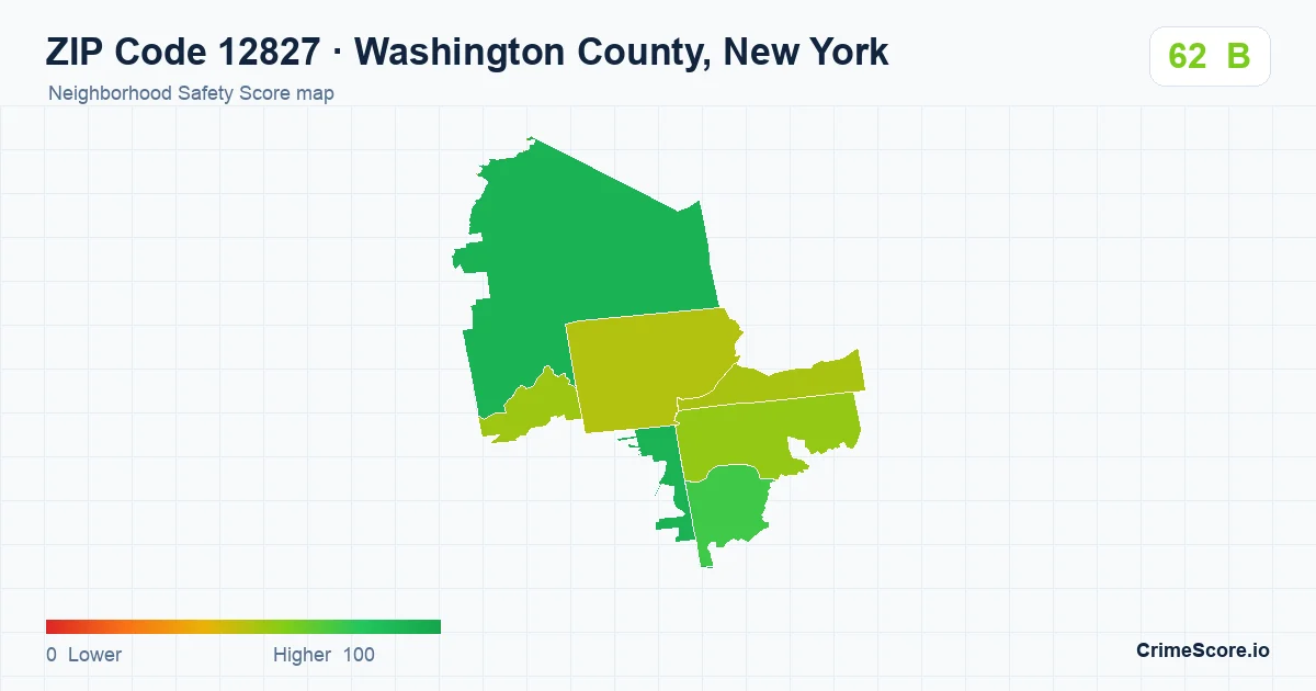 ZIP Code 12827 in Washington County, New York neighborhood Safety Score map