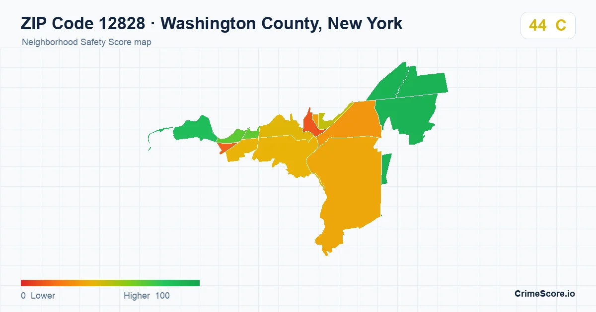 ZIP Code 12828 in Washington County, New York neighborhood Safety Score map