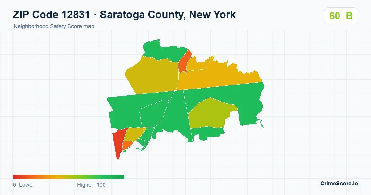 ZIP Code 12831 in Saratoga County, New York neighborhood Safety Score map