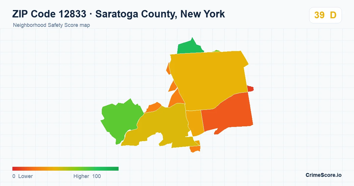 ZIP Code 12833 in Saratoga County, New York neighborhood Safety Score map