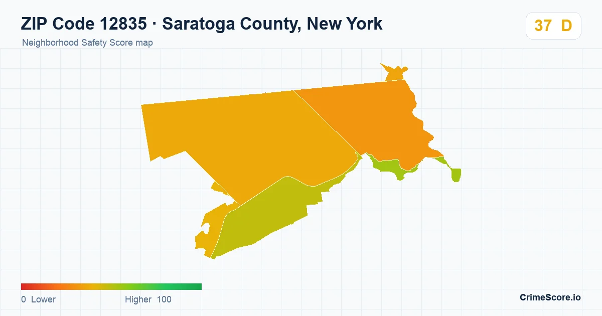 ZIP Code 12835 in Saratoga County, New York neighborhood Safety Score map